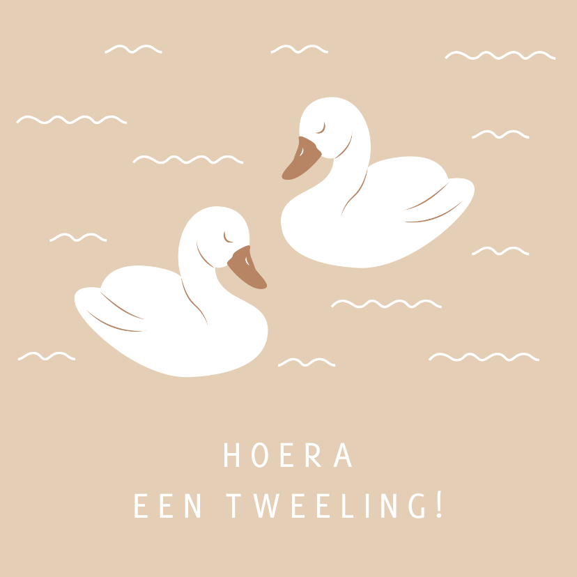 Felicitatiekaarten - Lief felicitatiekaartje met zwaantjes voor een tweeling