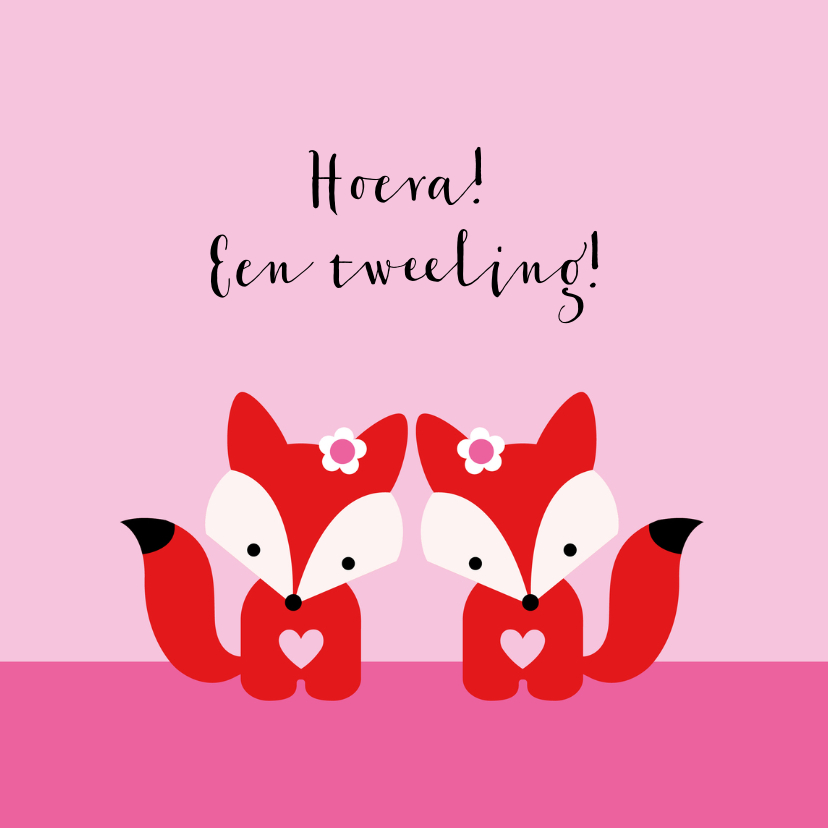 Felicitatiekaarten - Tweeling vosjes, meisjes