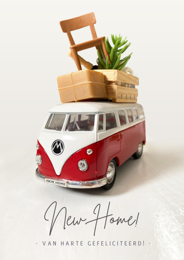 Felicitatiekaarten - Verhuiskaart felicitatie nieuw huis - met Volkswagenbusje