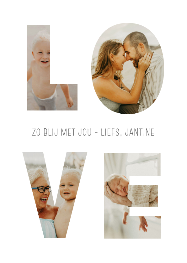 Fotokaarten - Fotokaart met de letters LOVE met daarin je eigen foto's