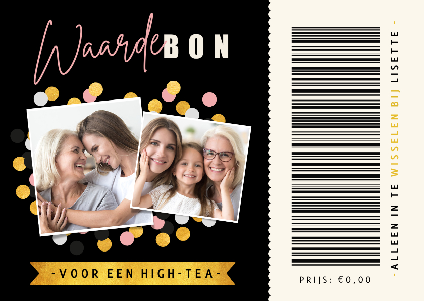 Fotokaarten - Fotokaart tegoedbon ticket met foto's