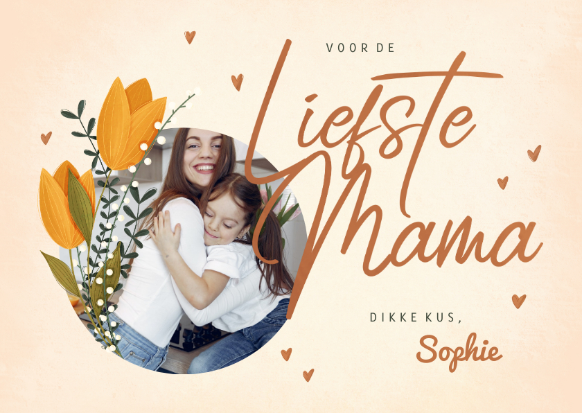 Fotokaarten - Fotokaart voor de liefste mama met tulpen