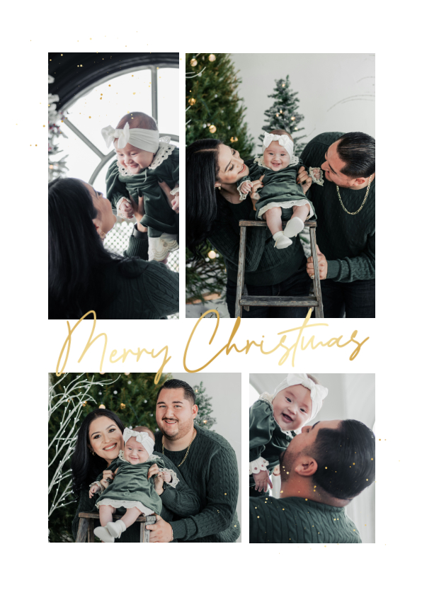 Fotokaarten - Fotokaartje merry christmas minimalistisch en goud