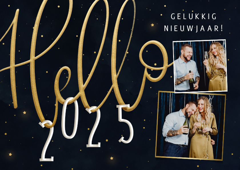 Fotokaarten - Fotokaartje nieuwjaar 'Hello 2025'