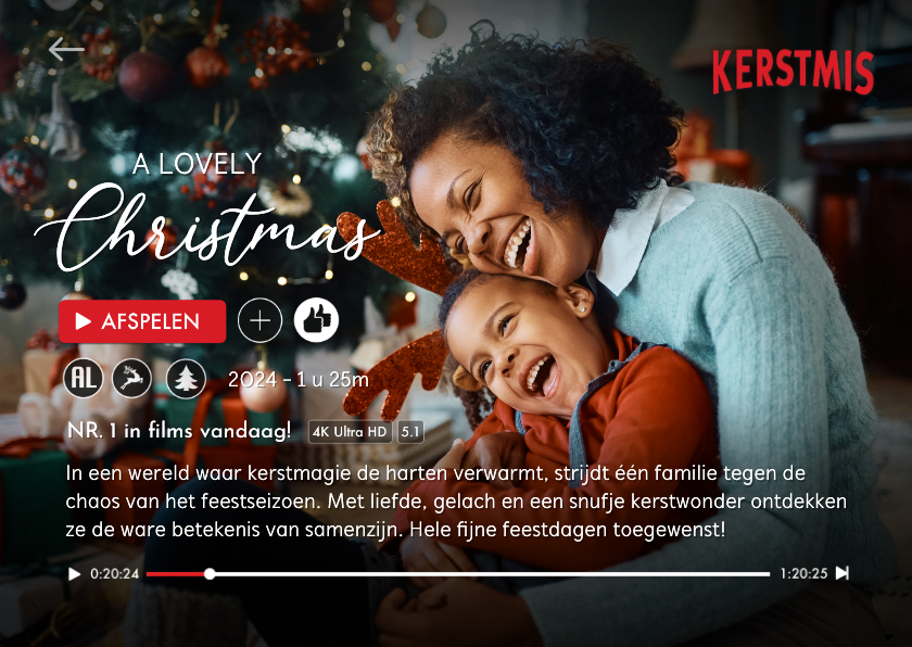 Fotokaarten - Grappige foto kerstkaart in een kerstfilm stijl