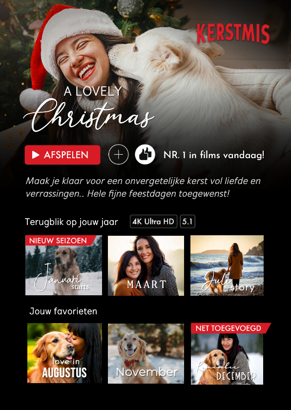 Fotokaarten - Grappige kerst fotokaart in een tv streamingdienst opmaak