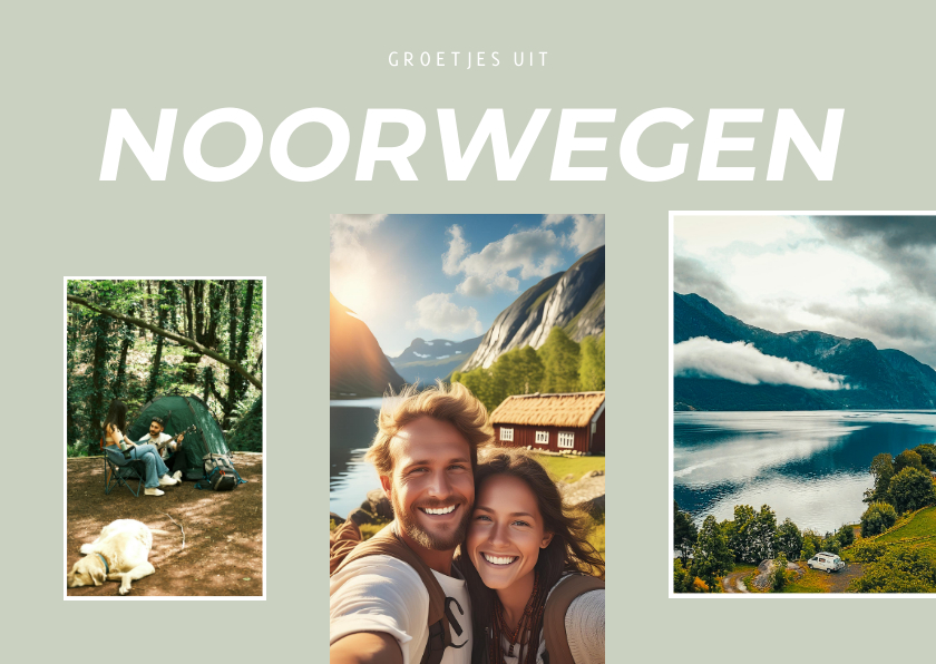 Fotokaarten - Liggende fotocollagekaart vakantie aanpasbaar