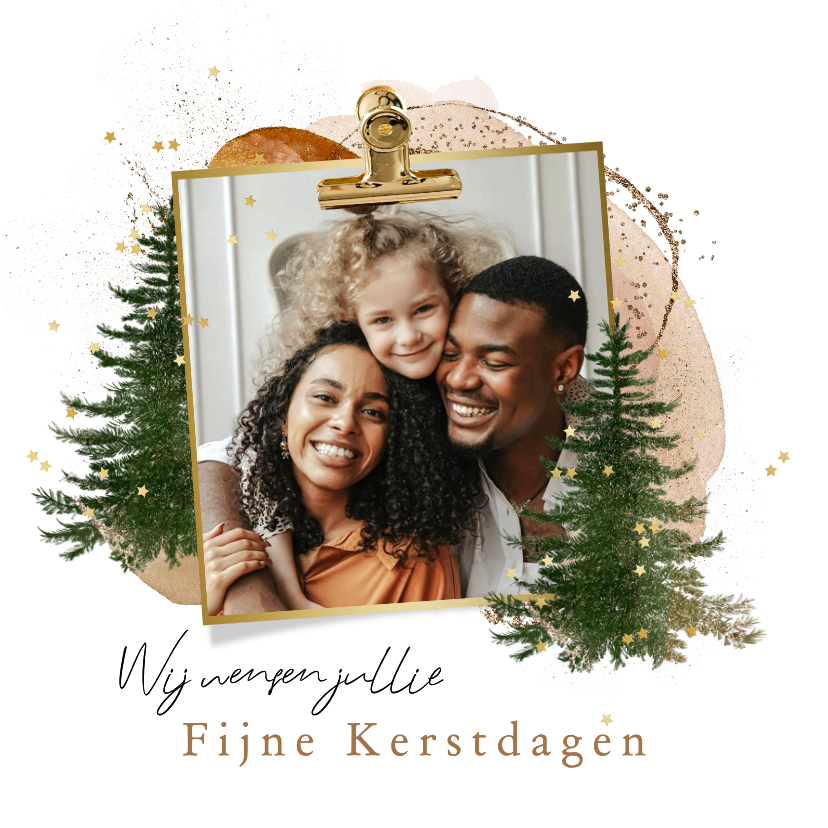 Fotokaarten - Trendy fotokaart kerst kerstbomen eigen foto