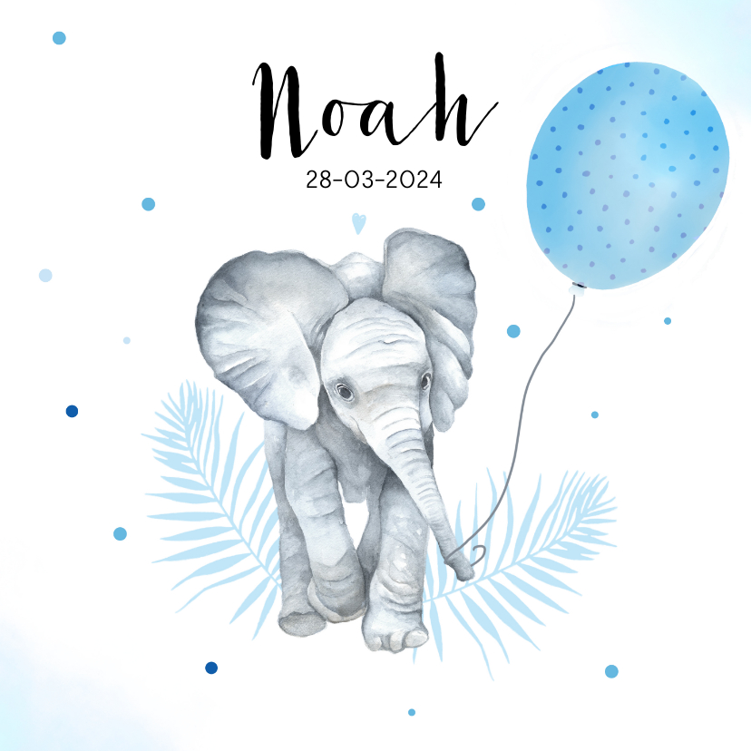 Geboortekaartjes - Geboorte olifantje ballon