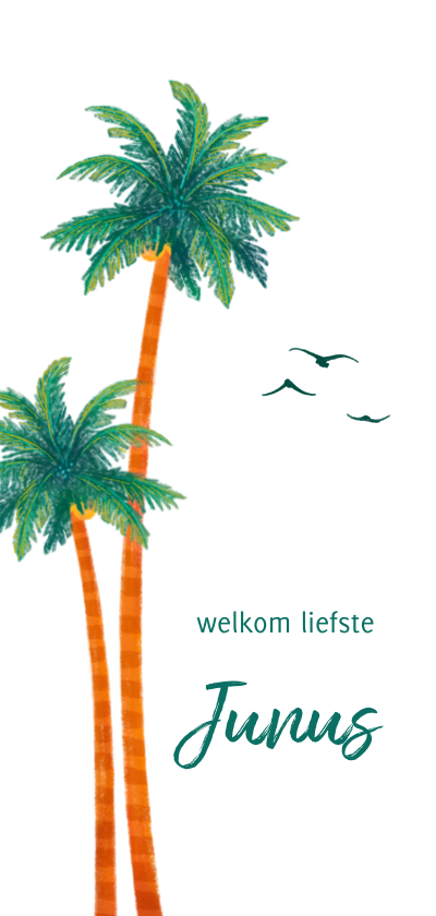 Geboortekaartjes - Geboortekaart tropisch palmbomen