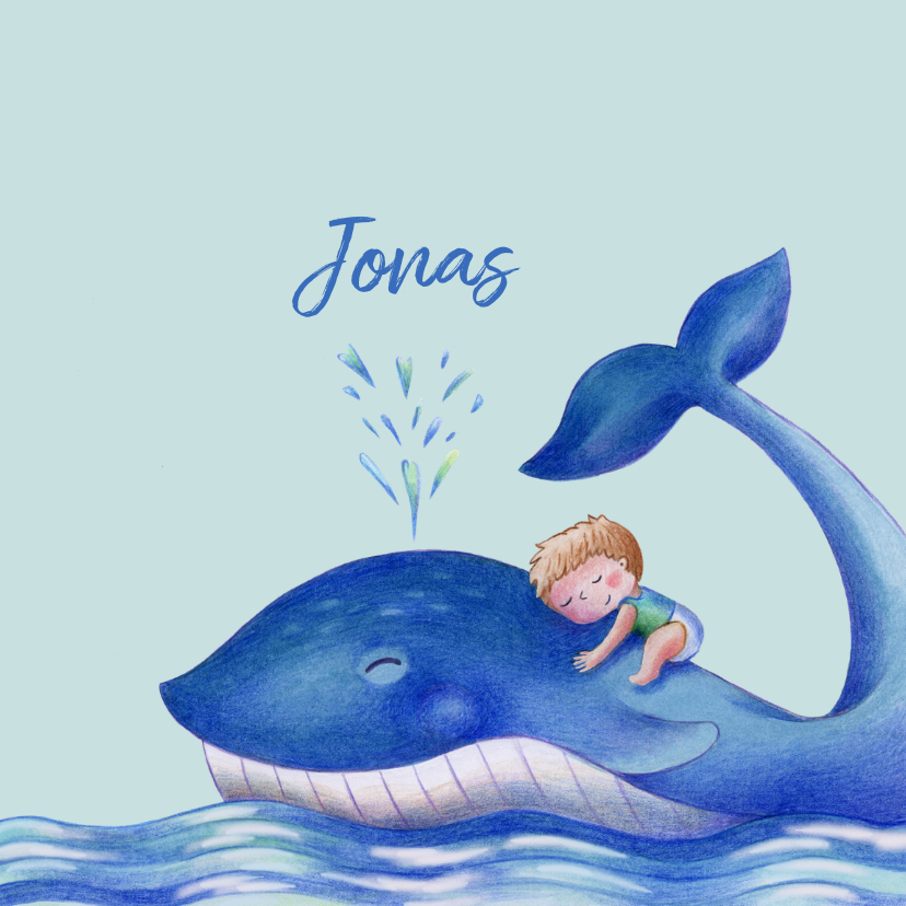 Geboortekaartjes - Geboortekaartje jongen met lieve walvis