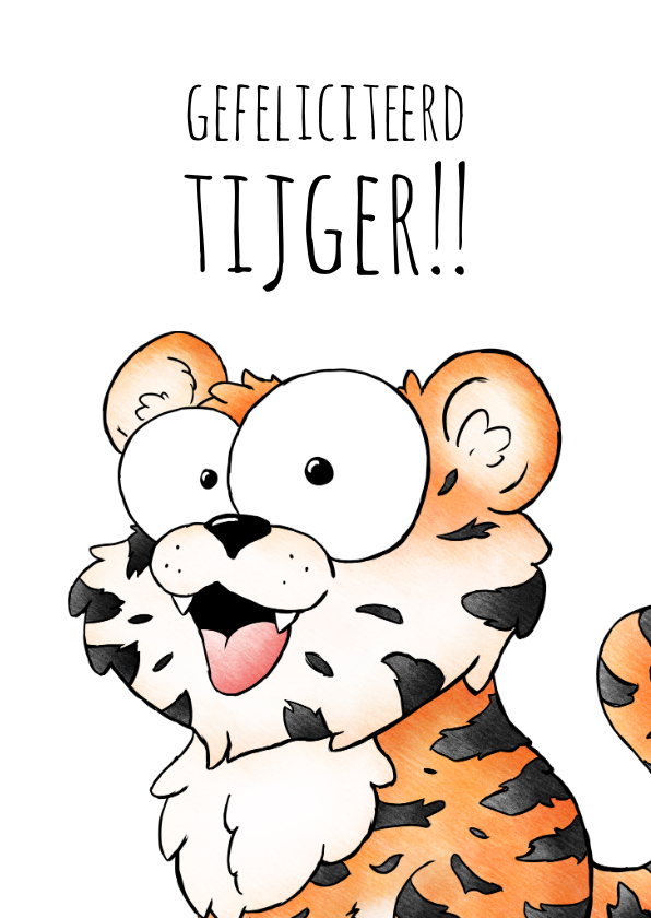 Geslaagd kaarten - Geslaagd kaart grappige tijger 'Gefeliciteerd tijger'