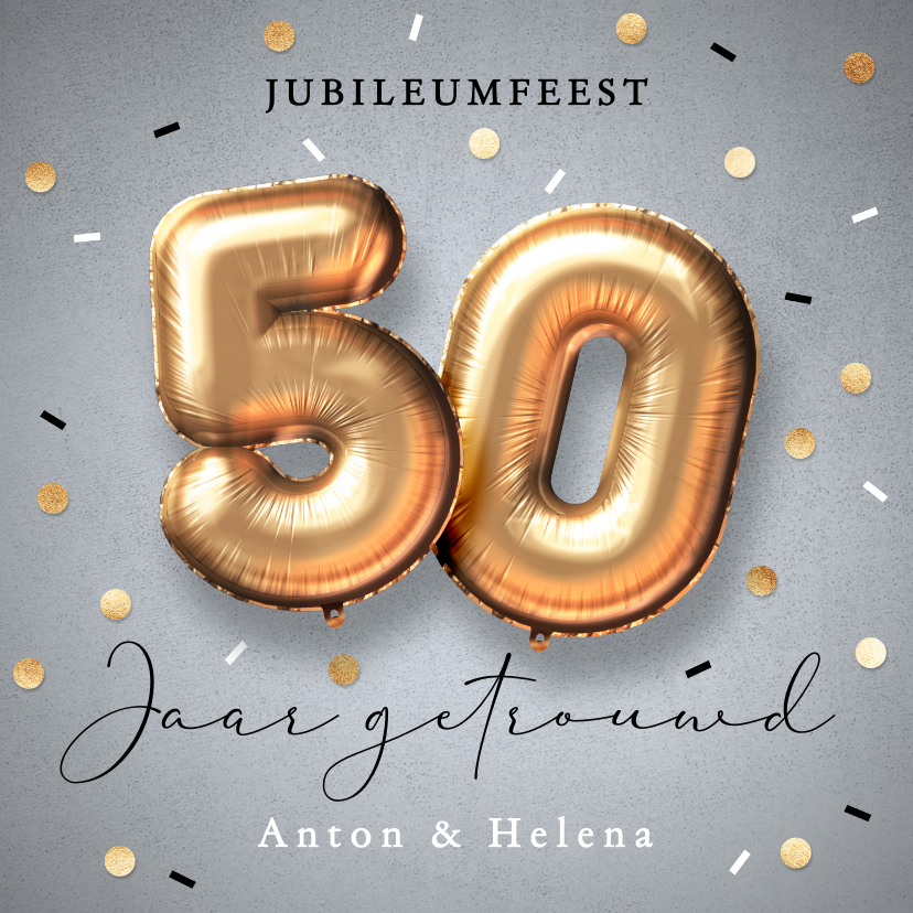 Jubileumkaarten - 50 jaar jubileum uitnodiging ballonnen