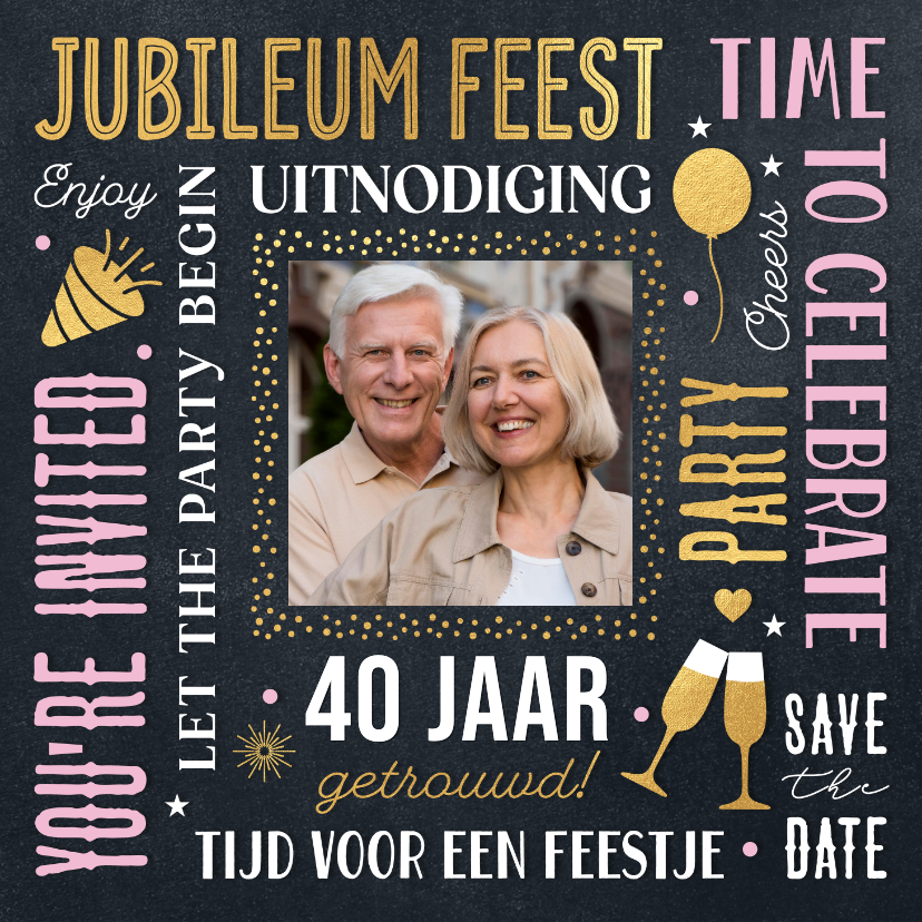 Jubileumkaarten - Foto jubileum uitnodiging trouwdag 40 jaar