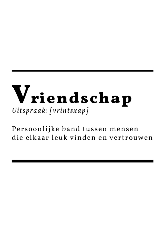 Woordenboek Vriendschap - DH - Vriendschap kaarten 