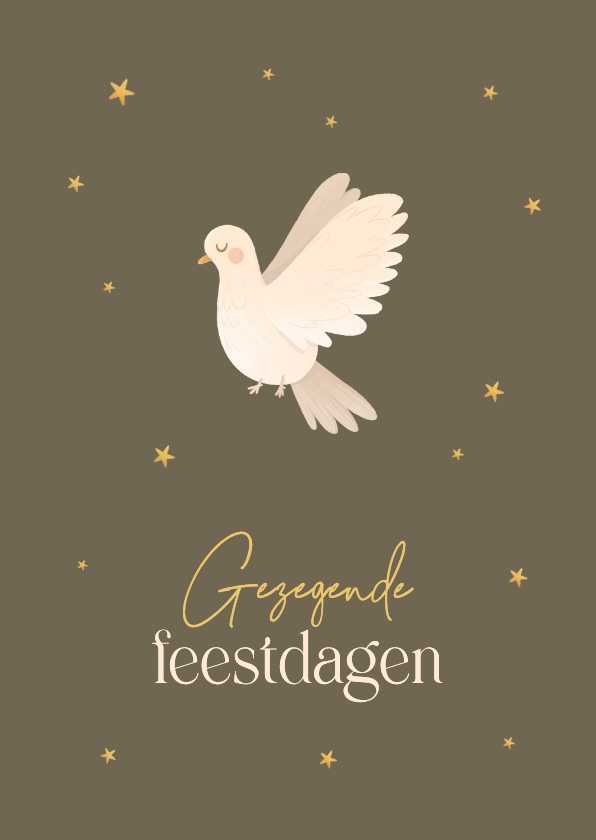 Kerstkaarten - Christelijke kerstkaart duif gezegende feestdagen sterren