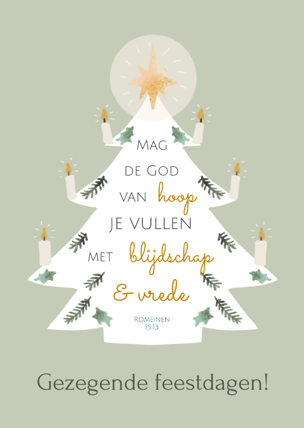 Kerstkaarten - Christelijke kerstkaart met bijbeltekst in kerstboom