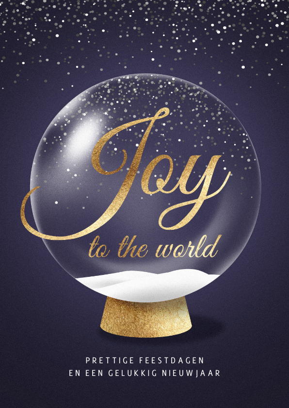 Kerstkaarten - Christelijke kerstkaart sneeuwbol Joy to the World