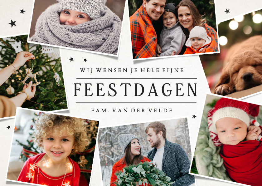 Eenvoudige Moderne Fotocollage Kerstkaart Met 7 Kaartje2go