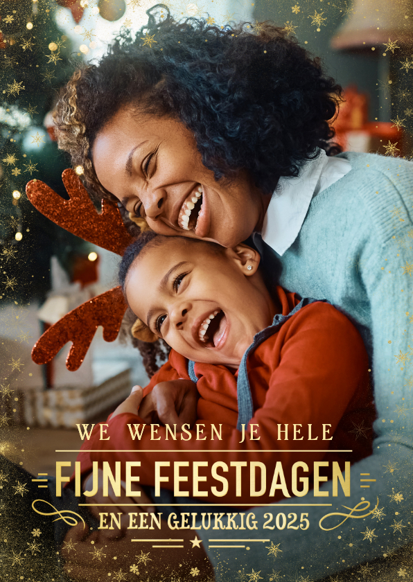 Kerstkaarten - Foto kerstkaart met fijne feestdagen met klassieke letters