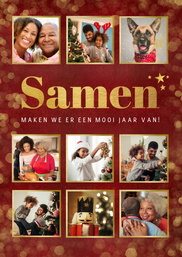 Kerstkaarten - Fotocollage kerstkaart - Samen naar een mooi jaar