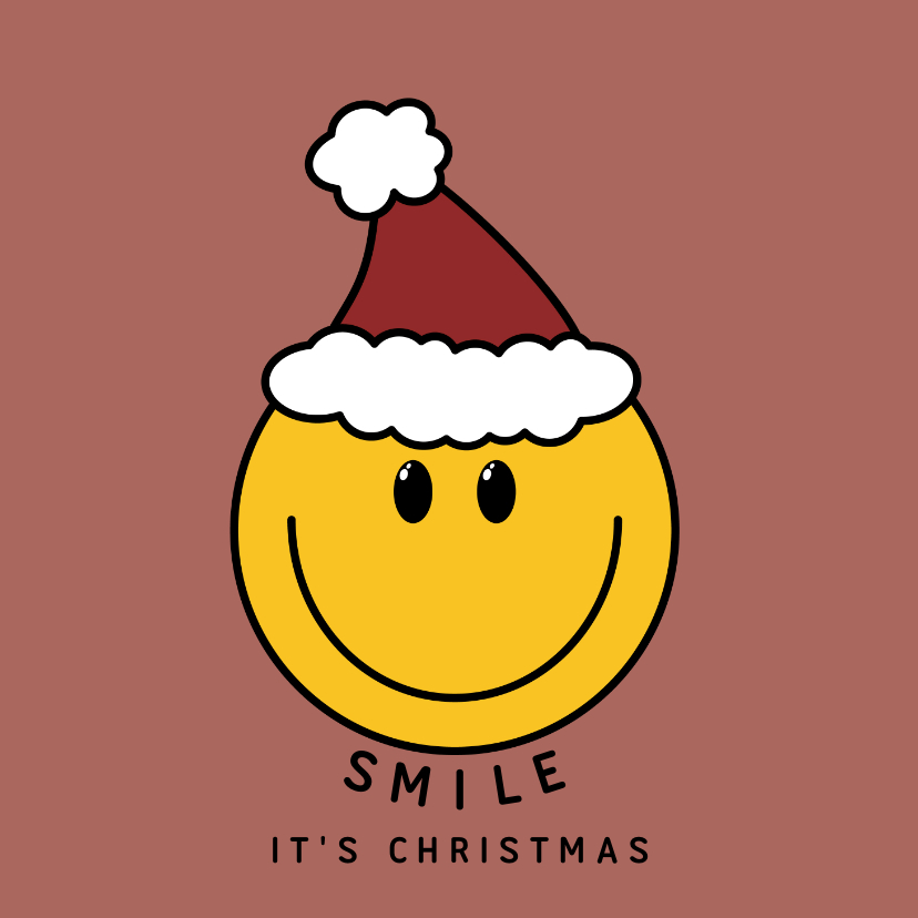 Kerstkaarten - Grappige kerstkaart Smile its Christmas met smiley