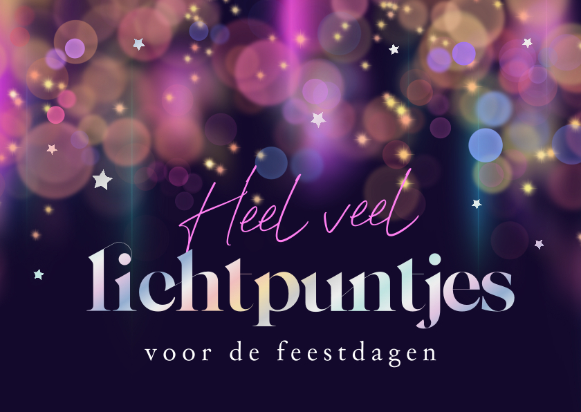 Kerstkaarten - Heel veel lichtpuntjes kerstkaart holografisch sterretjes