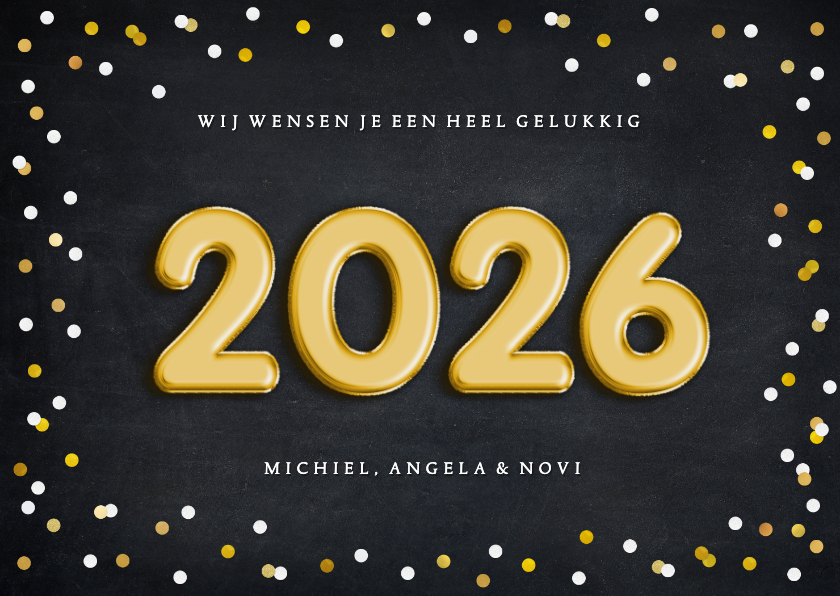 Kerstkaarten - Hippe zwarte kerstkaart met folieballon 2026