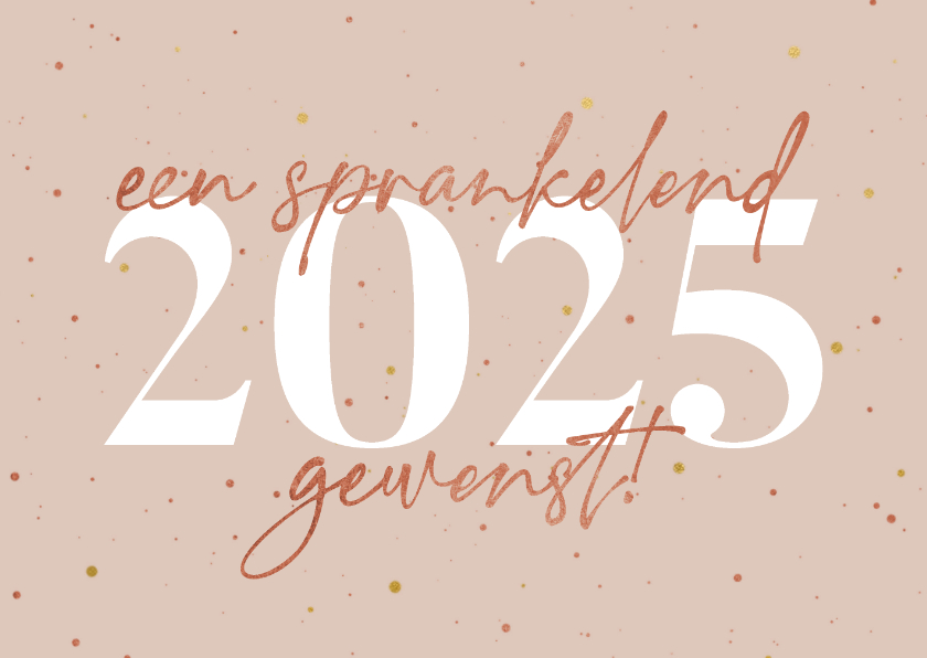 Kerstkaarten - Kerskaart sprankelend 2025 gewenst koperlook