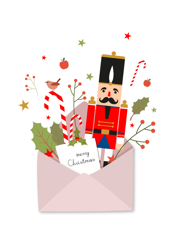 Kerstkaarten - Kerst envelop met notenkraker