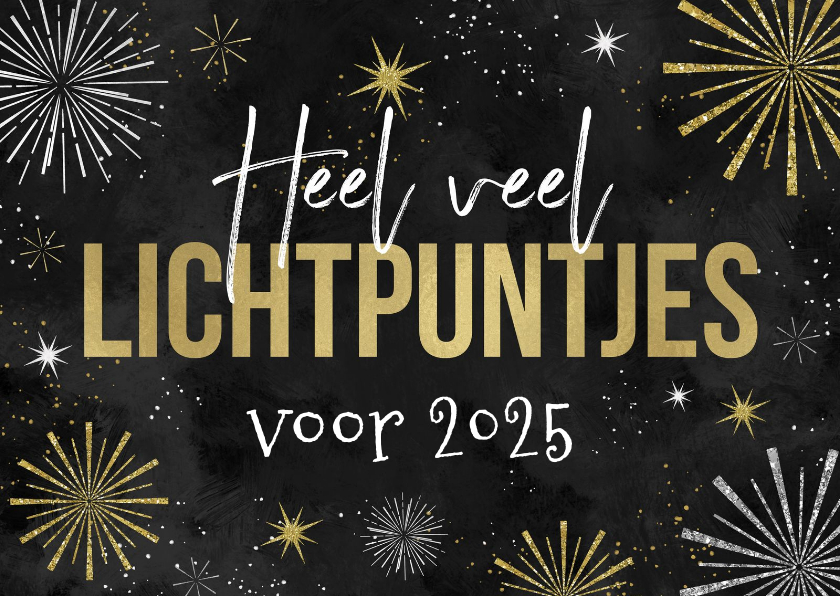 Kerstkaarten - Kerst nieuwjaarskaart lichtpuntjes vuurwerk 2025