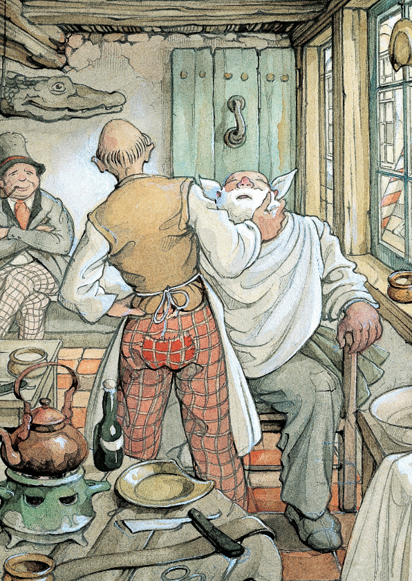 Kerstkaarten - Kerstkaart Anton Pieck ambacht barbier