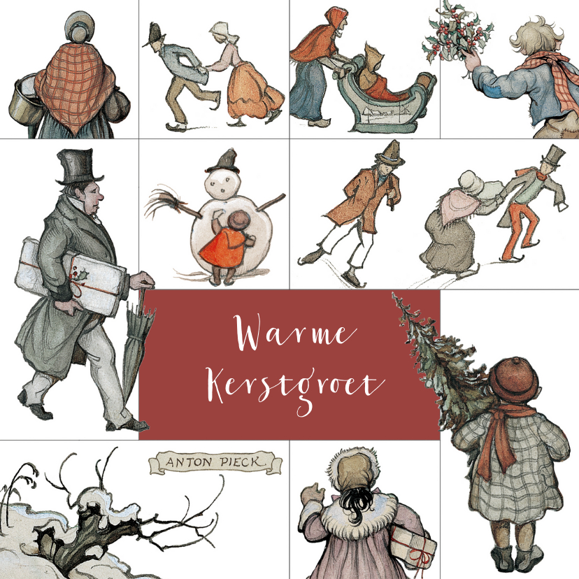 Kerstkaarten - Kerstkaart collage van Anton Pieck illustraties