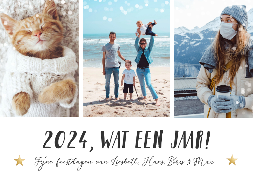 Kerstkaarten - Kerstkaart fotocollage, 2024 wat een jaar! 