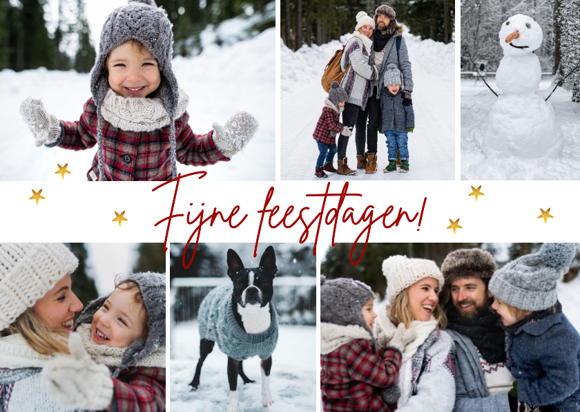 Kerstkaarten - Kerstkaart gezellige fotocollage 'Fijne feestdagen'