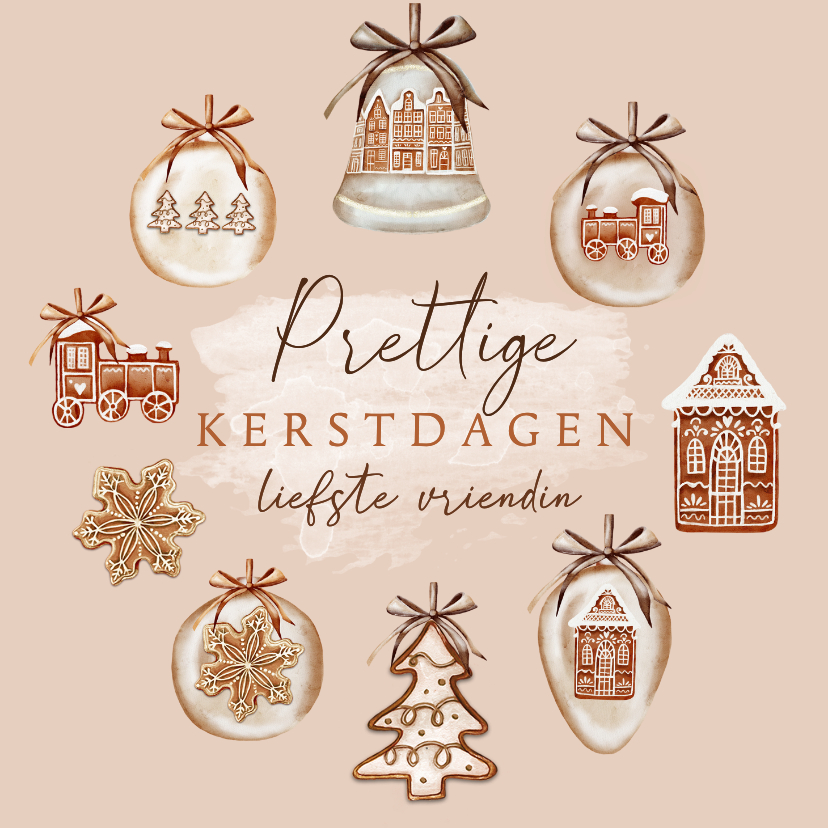 Kerstkaarten - Kerstkaart gingerbread ornamenten