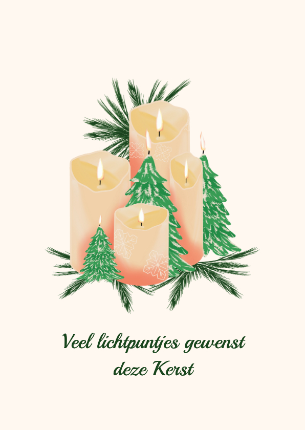 Kerstkaarten - Kerstkaart kaarsen brengen sfeer met kerst