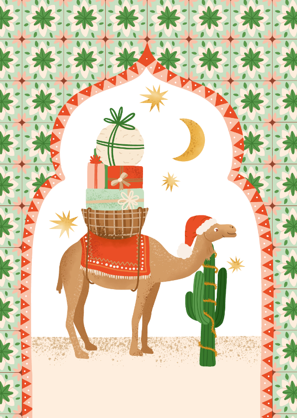 Kerstkaarten - Kerstkaart klassiek met kameel