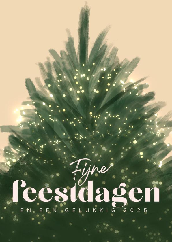 Kerstkaarten - Kerstkaart licht met kerstboom vol met lampjes