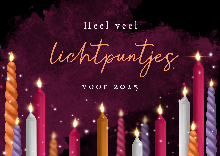 Kerstkaarten - Kerstkaart lichtpuntjes kaarsen sterretjes 2025