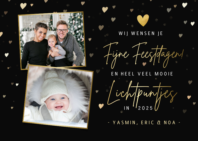 Kerstkaarten - Kerstkaart Lichtpuntjes - Liefdevol thema - met eigen foto's