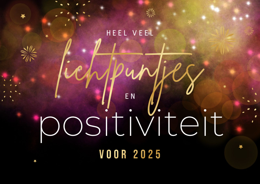 Kerstkaarten - Kerstkaart lichtpuntjes positiviteit 2025 vuurwerk sterren