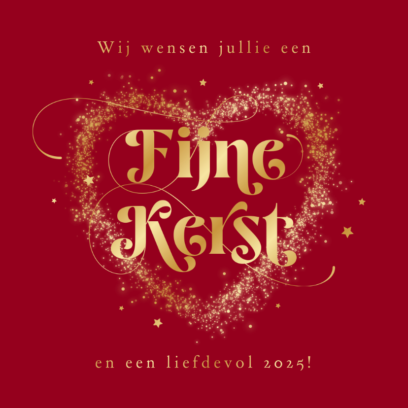 Kerstkaarten - Kerstkaart liefdevol lichtjes hart fijne kerst goud rood