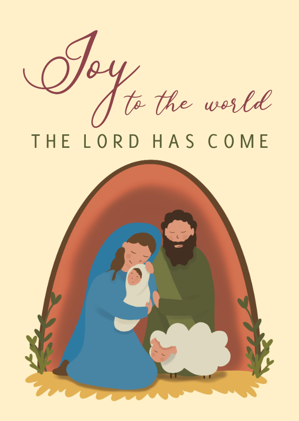 Kerstkaarten - Kerstkaart met baby Jezus, Jozef en maria