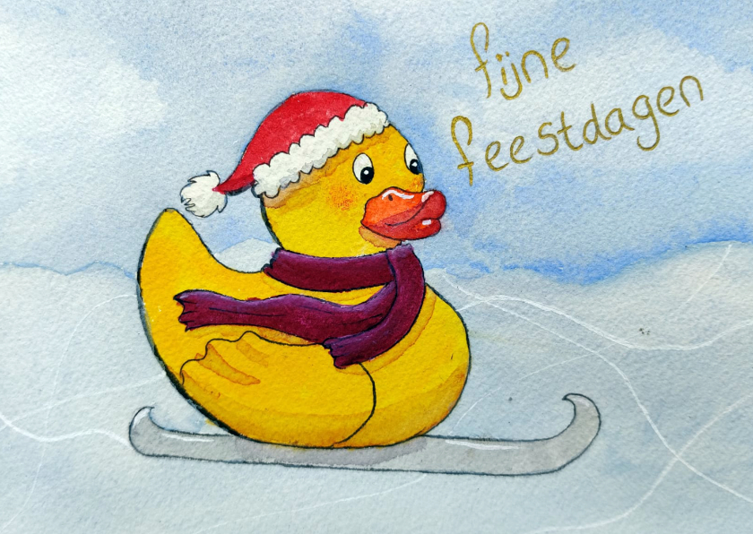 Kerstkaarten - Kerstkaart met badeendje