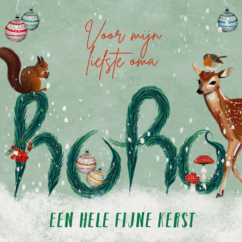 Kerstkaarten - Kerstkaart met de letters hoho