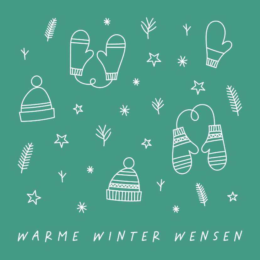 Kerstkaarten - Kerstkaart met leuke illustraties warme winter wensen