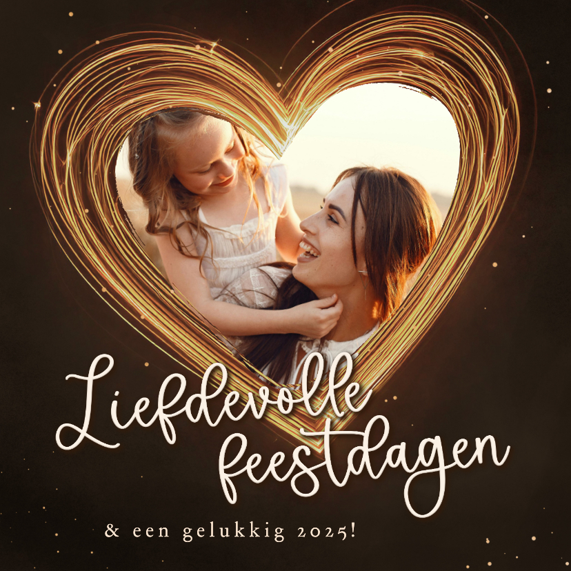 Kerstkaarten - Kerstkaart sprankelend hart liefdevolle kerst met foto