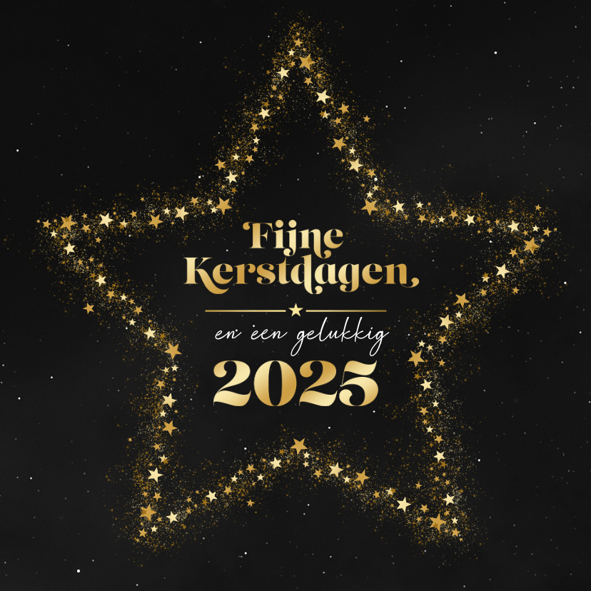 Kerstkaarten - Kerstkaart ster fijne kerstdagen gelukkig 2025 goud