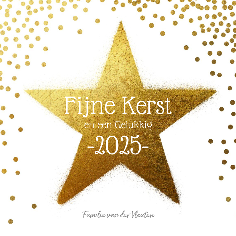 Kerstkaarten - Kerstkaart ster goud 2025 